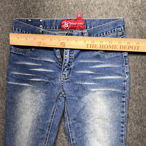 Bongo Jeans Women’s Size 1 Blue Bootcut Stretch Denim Whiskered Distressed - Picture 14 of 16
